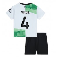 Dres Liverpool Virgil van Dijk #4 Gostujuci za djecu 2023-24 Kratak Rukav (+ kratke hlače)